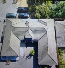 Aerial view of the pavilion building at Barnes Common Recreation Ground
